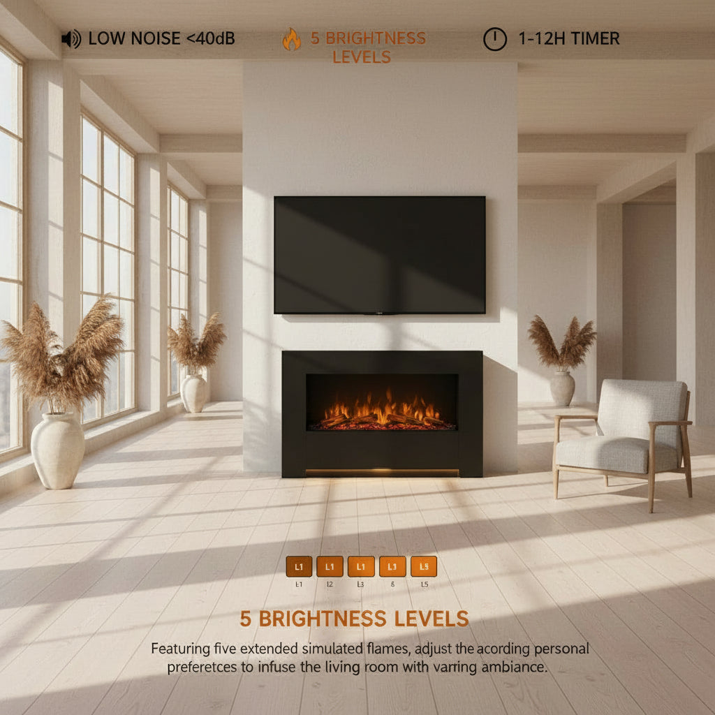 Electric Fireplace Heater 1500W/750W with Remote